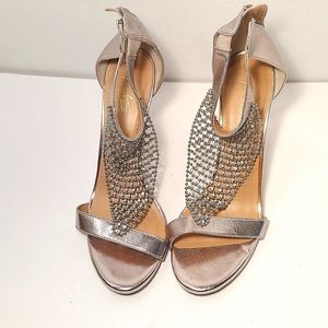 Tamra Talia Sodi Heels size 10 Med. Silver. Rhinestone embezzled. Heel is 4 in.